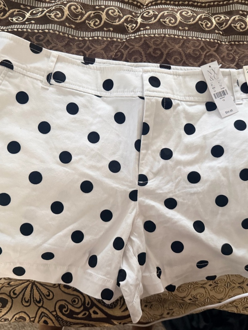 New York & Company White Polka Dot Shorts Hampton 4” short